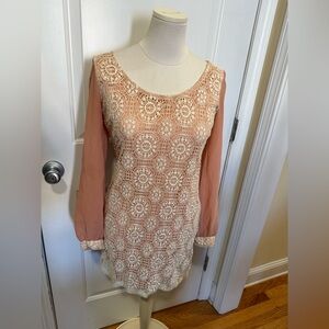 Forever 21 Peach and Cream Crochet dress